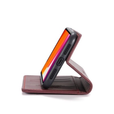 Apple iPhone 11 CaseMe Retro solidus atverčiamas bordo odinis dėklas - knygutė | Priedai.lt