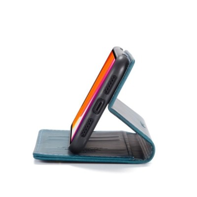 Apple iPhone 11 CaseMe Retro solidus atverčiamas žalias odinis dėklas - knygutė | Priedai.lt