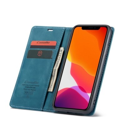 Apple iPhone 11 CaseMe Retro solidus atverčiamas žalias odinis dėklas - knygutė | Priedai.lt