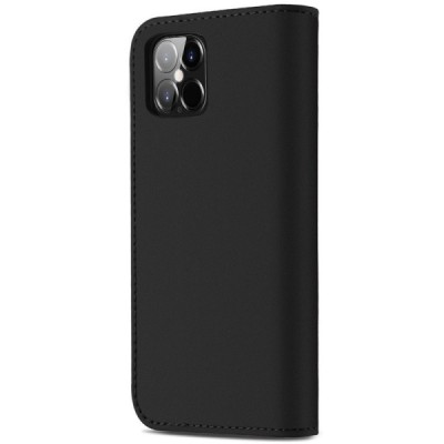 Apple iPhone 12 Pro Max „Dux Ducis“ Wish sērijas melns ādas atvērams maciņš | Vacins.lv