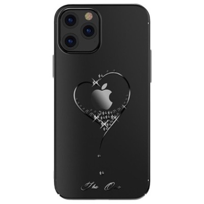 Apple iPhone 12 Pro Max elegants Kingxbar Crystal Love Swarovski dzidrs (caurspīdīgs) melns plastmasas apvalks ar kristāliem | V