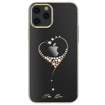 Apple iPhone 12 Pro Max elegants Kingxbar Crystal Love Swarovski dzidrs (caurspīdīgs) zelta plastmasas apvalks ar kristāliem | V