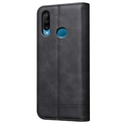 Huawei P30 Lite Deluxe ādas atvēramais melns maciņš (maks) | Vacins.lv