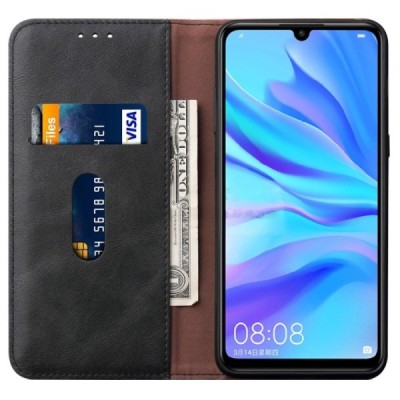 Huawei P30 Lite Deluxe ādas atvēramais melns maciņš (maks) | Vacins.lv