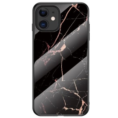 Apple iPhone 12 Mini „Marble“ kieto silikono TPU juodas / auksinis dėklas - nugarėlė | Priedai.lt
