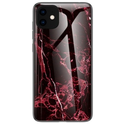 Apple iPhone 11 „Marble“ cieta silikona (TPU) melns / sarkans apvalks | vacins.lv
