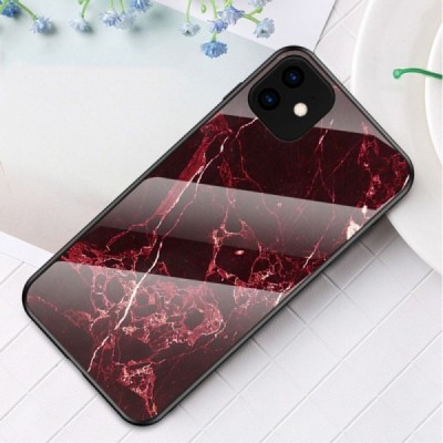 Apple iPhone 11 „Marble“ kieto silikono TPU juodas / raudonas dėklas - nugarėlė | Priedai.lt