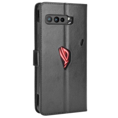 Asus Rog Phone 3 (ZS661KS) atvēramais ādas melns retro maciņš (maks) | Vacins.lv