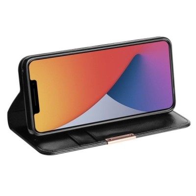 „Dzgogo“ Royale atverčiamas juodas odinis Apple iPhone 12 Pro Max dėklas | Priedai.lt