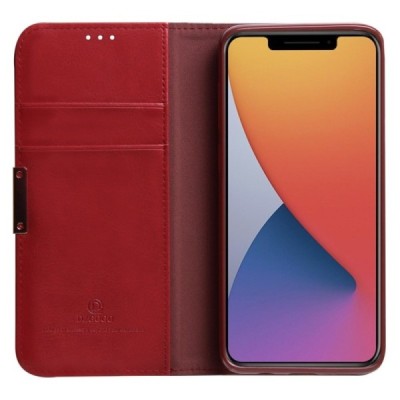 Apple iPhone 12 Pro Max „Dzgogo“ Royale ādas atvēramais bordo maciņš | Vacins.lv