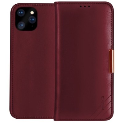 Apple iPhone 12 Pro Max „Dzgogo“ Royale ādas atvēramais bordo maciņš | Vacins.lv