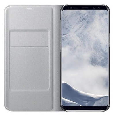 Samsung Galaxy S8+ (G955) oficiāls Led View Cover atvērams sudrabs ādas maciņš (maks) | Vacins.lv