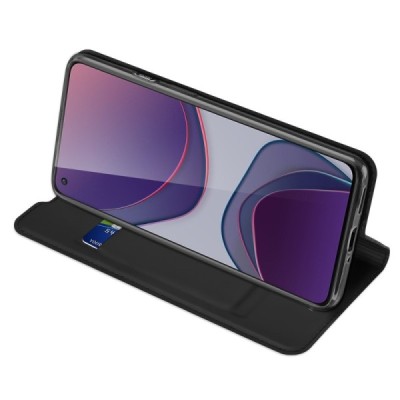 OnePlus 8T Dux Ducis Skin sērijas melns ādas atvērams maciņš | Vacins.lv