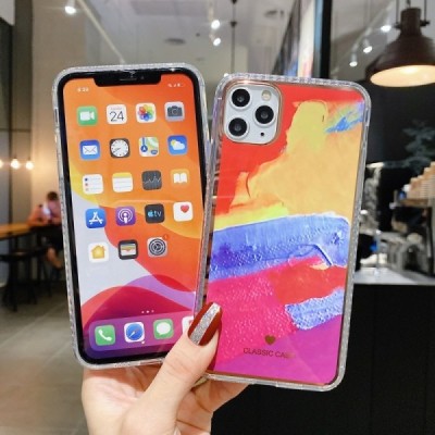 Apple iPhone 12 Pro Max „Painting“ silikoninis spalvotas permatomas dėklas su juodu rėmeliu | Priedai.lt