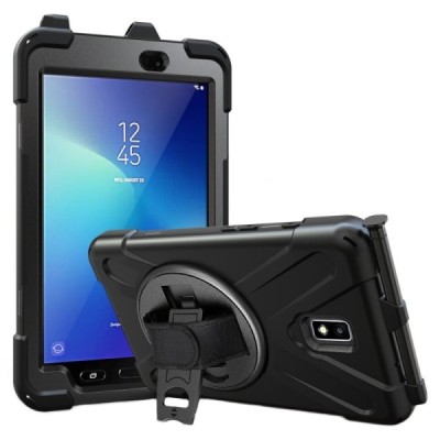 Samsung Galaxy Tab Active 2 8.0" (T395, T390) sustiprintos apsaugos dėklas - juodas - nugarėlė | Priedai.lt