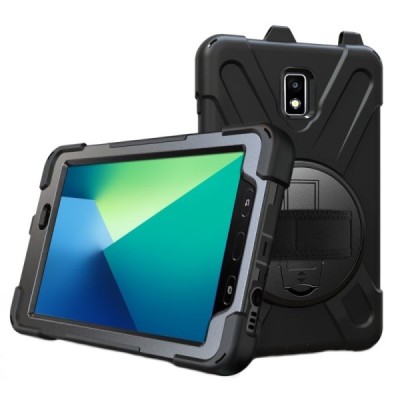 Samsung Galaxy Tab Active 2 8.0" (T395, T390) sustiprintos apsaugos dėklas - juodas - nugarėlė | Priedai.lt