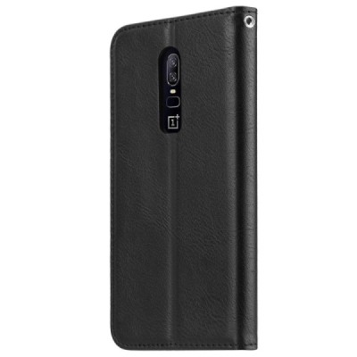 Prabangus „Comma“ odinis atverčiamas juodas OnePlus 6 (OnePlus Six) dėklas | Priedai.lt
