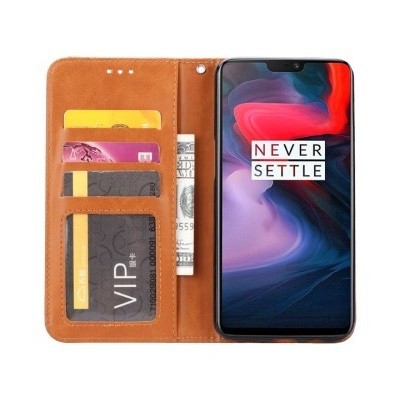 Prabangus „Comma“ odinis atverčiamas juodas OnePlus 6 (OnePlus Six) dėklas | Priedai.lt