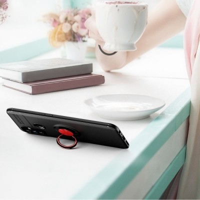 OnePlus Nord N100 „FOCUS“ Kickstand cieta silikona (TPU) melns apvalks | vacins.lv