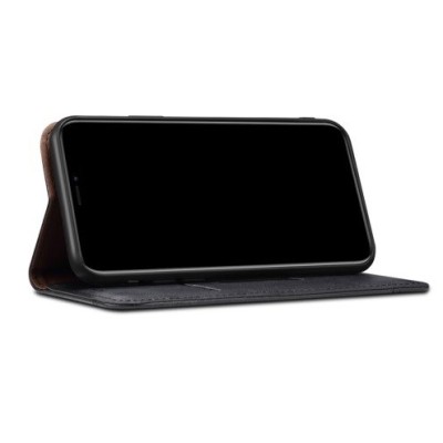 OnePlus Nord N100 Deluxe ādas atvēramais melns maciņš (maks) | Vacins.lv