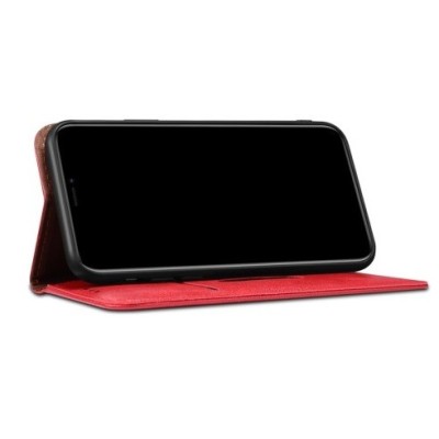 OnePlus Nord N100 Deluxe ādas atvēramais sarkans maciņš (maks) | Vacins.lv