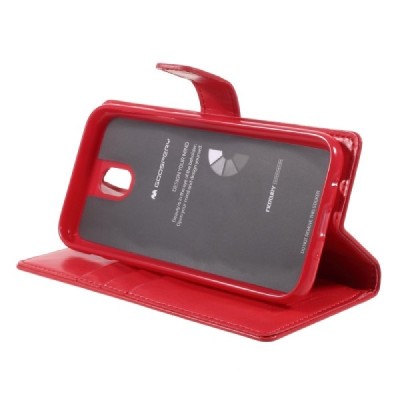 Mercury Blue Moon Samsung Galaxy J5 2017 (J530) atvērams sarkans ādas maciņš | Vacins.lv