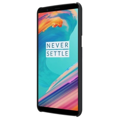 OnePlus 5T Nillkin Frosted Shield melns plastmasas apvalks | vacins.lv