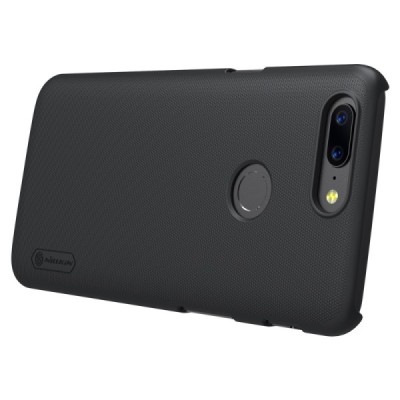 OnePlus 5T Nillkin Frosted Shield melns plastmasas apvalks | vacins.lv