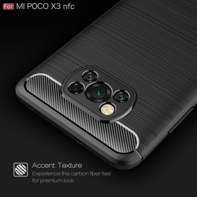 Xiaomi Poco X3 (X3 Pro) „Carbon“ cieta silikona (TPU) melns apvalks | vacins.lv