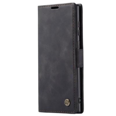 Samsung Galaxy Note 20 Ultra (N986F) CaseMe Retro solīds atvēramais ādas melns maciņš - maks | Vacins.lv