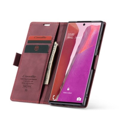 Samsung Galaxy Note 20 Ultra (N986F) CaseMe Retro solīds atvēramais ādas bordo maciņš - maks | Vacins.lv