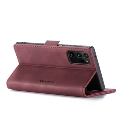 Samsung Galaxy Note 20 Ultra (N986F) CaseMe Retro solīds atvēramais ādas bordo maciņš - maks | Vacins.lv