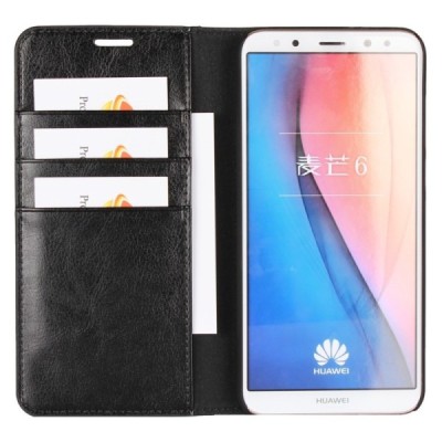 Huawei Mate 10 Lite „Split“ juodas odinis atverčiamas dėklas - knygutė | Priedai.lt