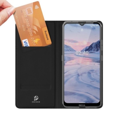 „Dux Ducis“ Skin serijos Nokia 2.4 juodas odinis atverčiamas dėklas | Priedai.lt