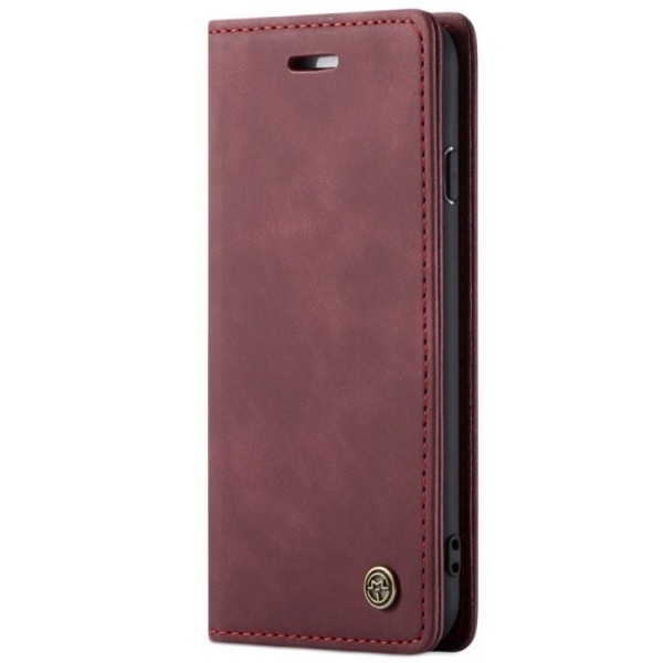 „CaseMe“ Retro solīds atvēramais ādas maciņš - bordo (iPhone 6 / 6s / 7 / 8 / SE 2020 / SE 2022)