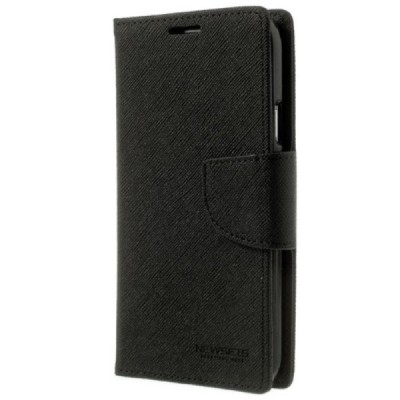 Samsung Galaxy S6 (G920) „Mercury“ Fancy atvēramais ādas melns maciņš (maks) | Vacins.lv