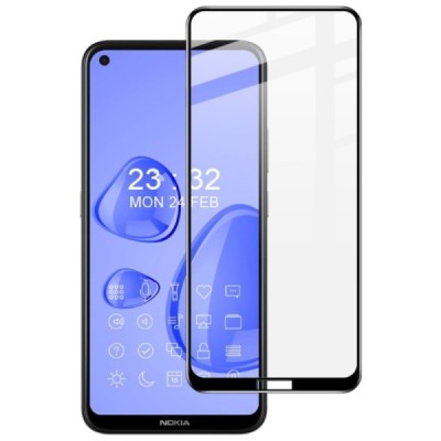 Nokia 3.4 (5.4) „Imak“ 9H Tempered Glass sustiprintos apsaugos juodas pilnai dengiantis apsauginis ekrano stiklas 0,26 mm | Prie