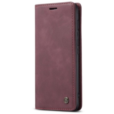Samsung Galaxy A42 5G CaseMe Retro solīds atvēramais ādas bordo maciņš - maks | Vacins.lv