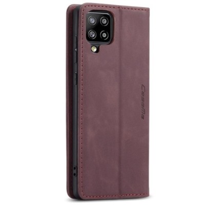 Samsung Galaxy A42 5G CaseMe Retro solīds atvēramais ādas bordo maciņš - maks | Vacins.lv