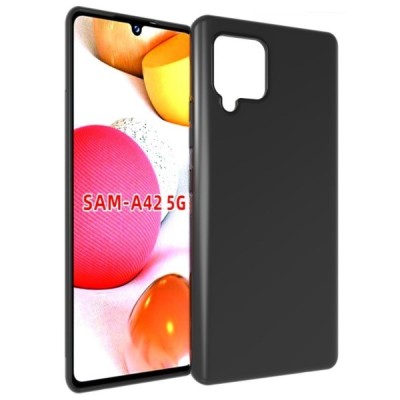 Samsung Galaxy A42 5G cieta silikona (TPU) melns apvalks | vacins.lv