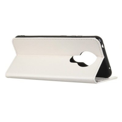 Nokia 3.4 atverčiamas baltas odinis dėklas, knygutė - piniginė | Priedai.lt