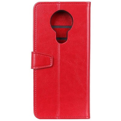 Nokia 3.4 atverčiamas raudonas odinis dėklas, knygutė - piniginė | Priedai.lt