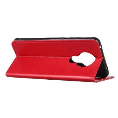 Nokia 3.4 atverčiamas raudonas odinis dėklas, knygutė - piniginė | Priedai.lt