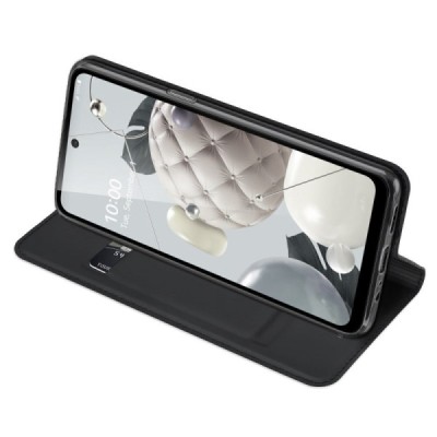 LG K42 Dux Ducis Skin sērijas melns ādas atvērams maciņš | Vacins.lv