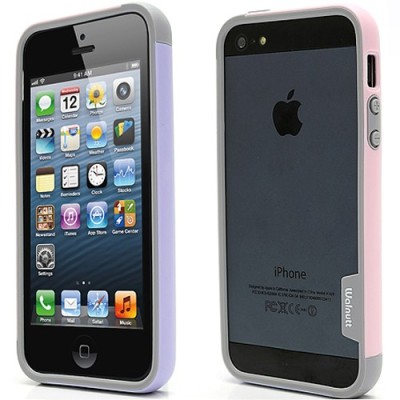 Violetinės, rožinės ir pilkos spalvų „Walnutt“ Trio kieto silikono (TPU) Apple iPhone SE (5, 5s) dėklas (rėmelis) - kraštų apvad