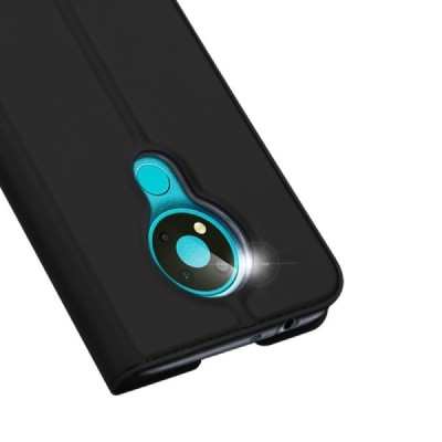 Dux Ducis Skin serijos Nokia 3.4 juodas odinis atverčiamas dėklas | Priedai.lt