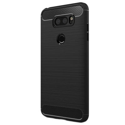 LG V30 (H930) „Carbon“ cieta silikona (TPU) melns apvalks | vacins.lv