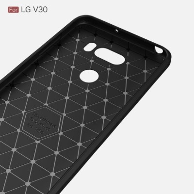 LG V30 (H930) „Carbon“ cieta silikona (TPU) melns apvalks | vacins.lv