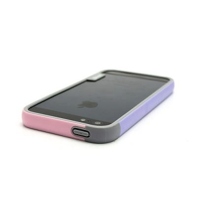 Violetinės, rožinės ir pilkos spalvų „Walnutt“ Trio kieto silikono (TPU) Apple iPhone SE (5, 5s) dėklas (rėmelis) - kraštų apvad