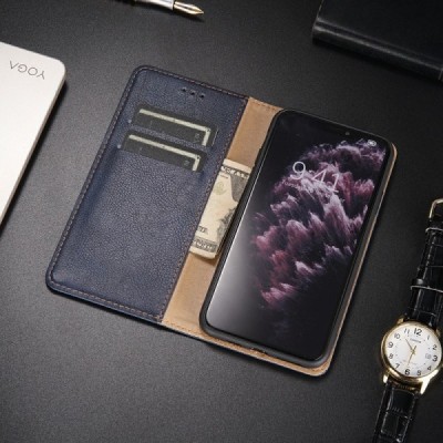 Samsung Galaxy S21+ (G996B) Solīds zils ādas atvērams maciņš | Vacins.lv